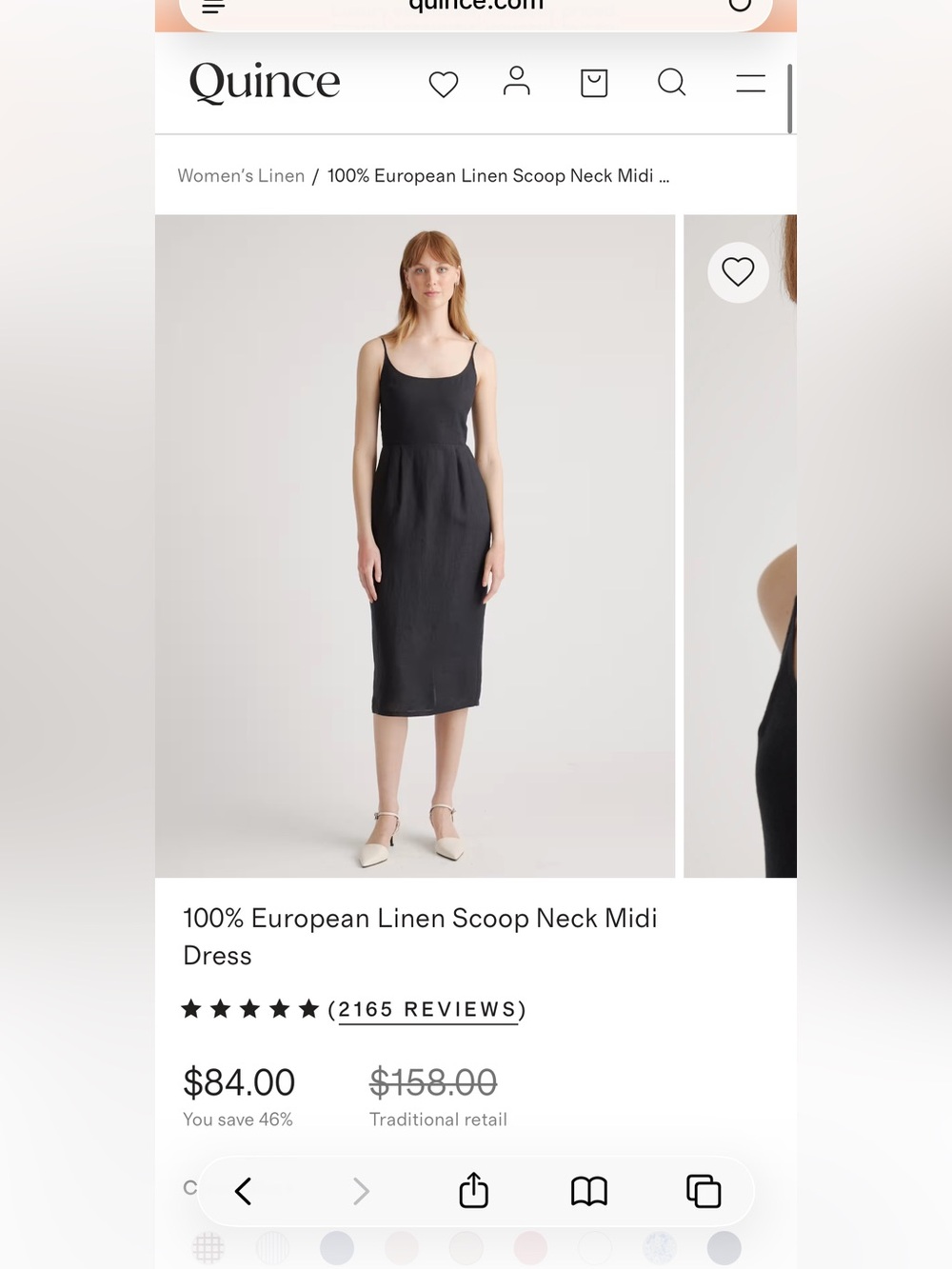 Quince Black 100% linen dress size large NWT